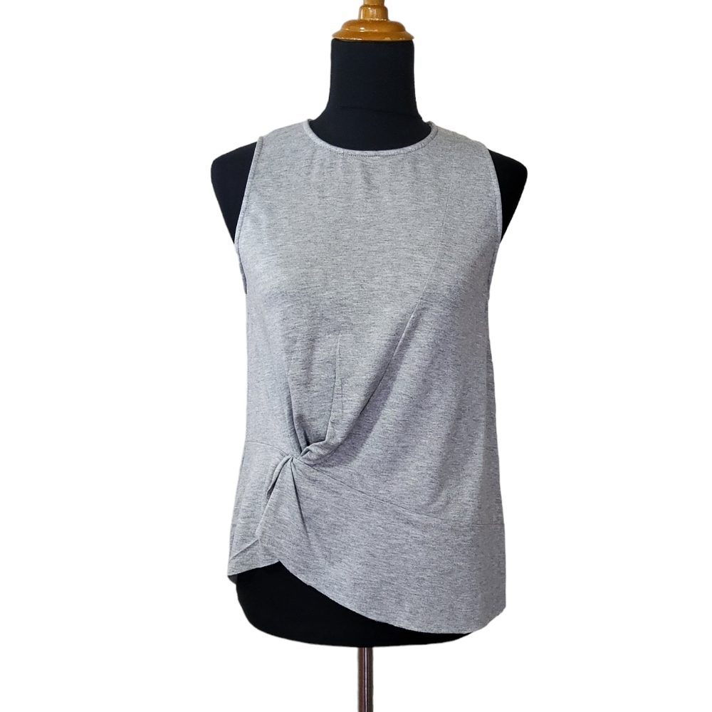 Matty M Twist Knot Sleeveless Knit Tank Top XS Grey New